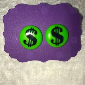 Money sign button earrings